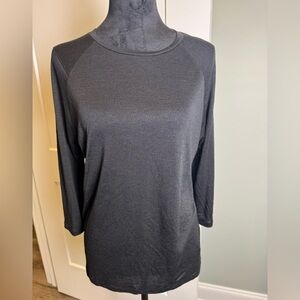 VINCE CREW NECK 3/4 SLEEVE WOMEN TEE SHIRT lightweight black